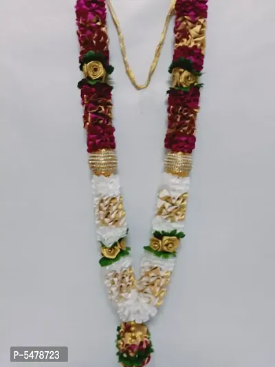 Satin Garland Gold, White and Red -Length. 24.5 Inc