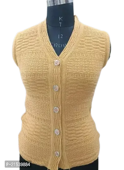 Elegant Beige Acrylic Self Pattern Sweaters For Women-thumb0