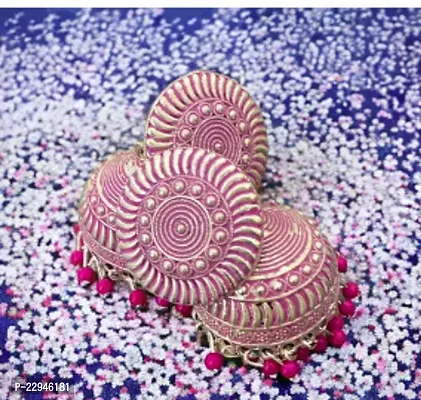 Fantastic Pink Alloy Jhumkas Earrings For Women