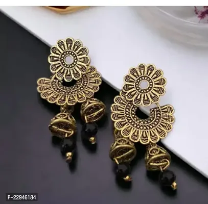 Fantastic Golden Alloy Jhumkas Earrings For Women
