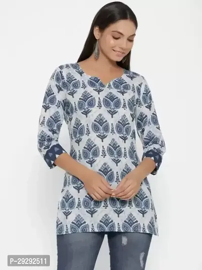 Parchhainbsp;Casual Regular Sleeves Printed Women Blue Top-thumb0