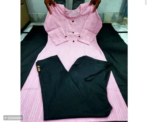 Stylish Pink Khadi Cotton Solid Straight Kurta Bottom Set For Women-thumb0
