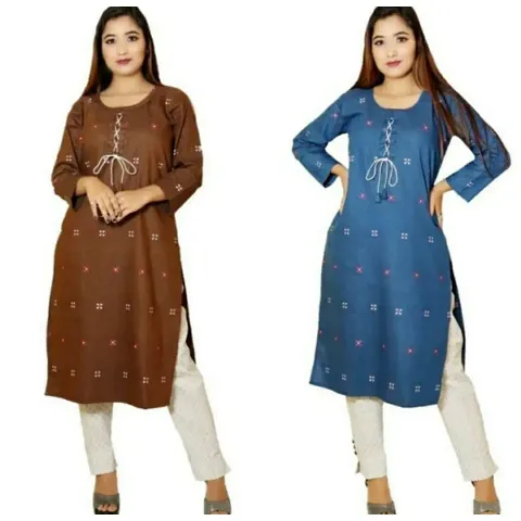 Fancy Khadi Kurta Set For Women Pack of 2