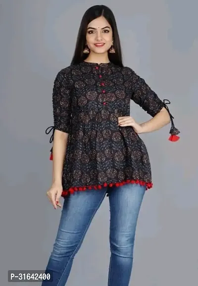 Elegant Rayon Printed Short Kurta For Women-thumb0