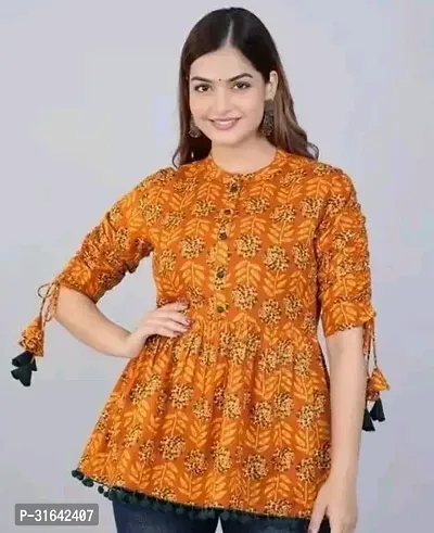 Elegant Rayon Printed Short Kurta For Women