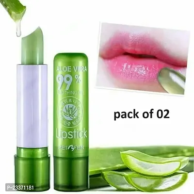 Aloe Vera Lipstick Moisturizing Waterproof Color Changing Long Lasting Nutritious Lip Balm Lips Moisturizer Your Mood Magic Lipstick (Pack of 2) ||A6||-thumb0