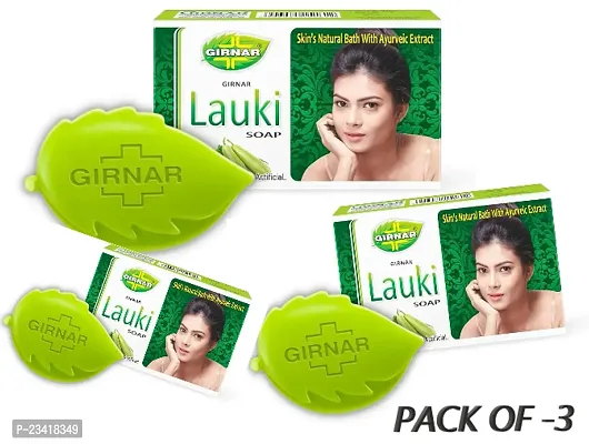Girnar Lauki Soap | Talc Free Soap |A Grade Soap for Moisturized Skin | Pack of 3-thumb0