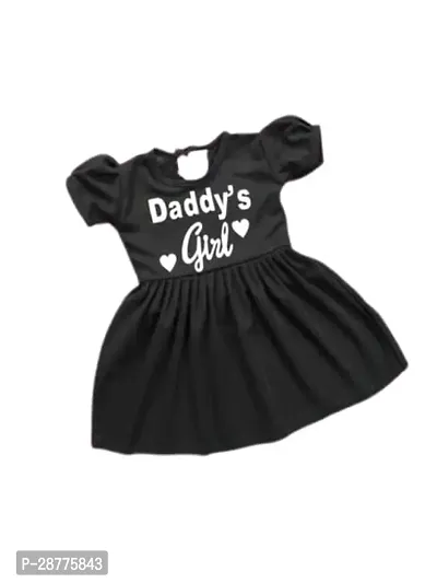 Stylish Black Cotton Printed Frocks For Girls