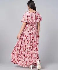 Pink Crepe Fit and Flare Long Dress-thumb2