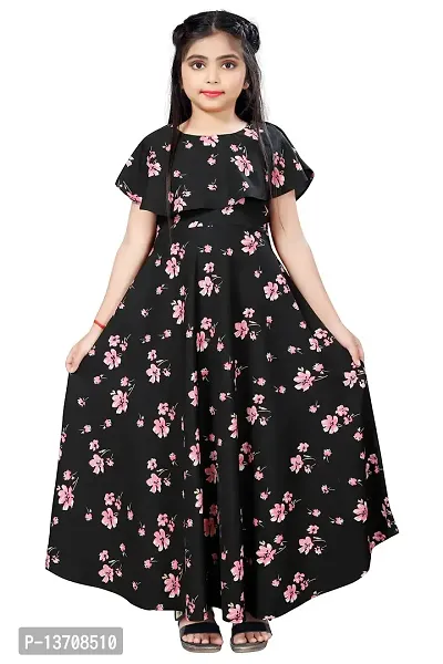 Black Crepe Fit And Flare Long Dress-thumb2