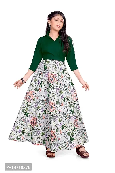 Aarya Designer Women Crepe Collar Neck Full Lenth Dresss || Stylish Gown for Girls || Full Length Gown for Women  Girls-thumb0