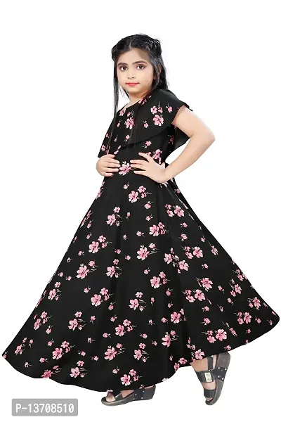 Black Crepe Fit And Flare Long Dress-thumb0