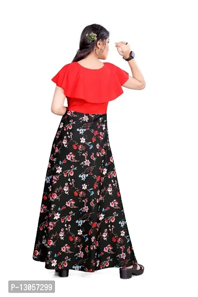 Aarya Girls Fit and Flare Printed Maxi length Gowns-thumb2