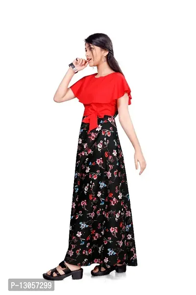 Aarya Girls Fit and Flare Printed Maxi length Gowns-thumb3