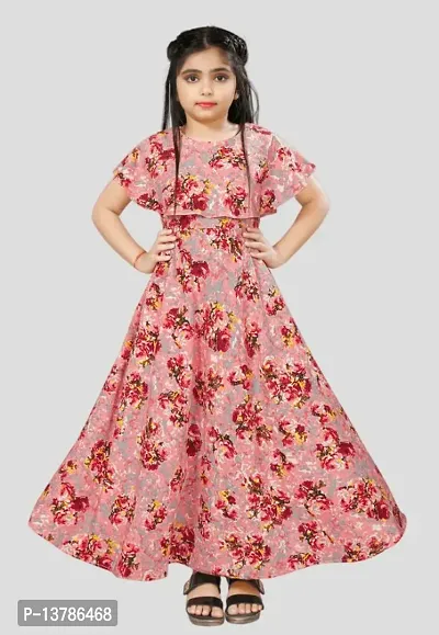 Aarya Girls Floral Printed Maxi Length Party Gown-thumb0