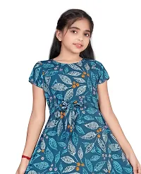 Girl's Boat neckline with short sleeve ruffle layer Ankle length Dress-thumb2