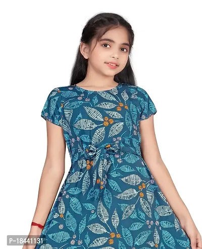 Girl's Boat neckline with short sleeve ruffle layer Ankle length Dress-thumb3