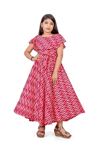 Girls Crepe Printed Gown