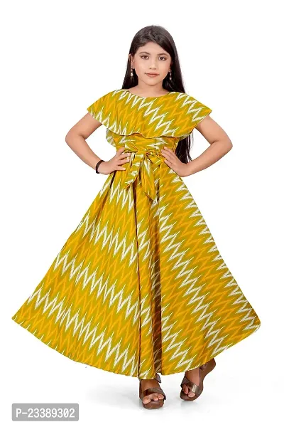 Aarya Girl's Fit and Flare Printed Maxi length Dresses