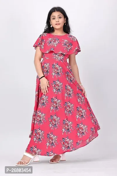 Aarya Girls Fit and Flare Printed Ankle length Gown-thumb2