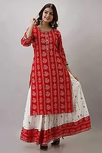 Women's Printed Rayon Skirt Kurta Set (Color_Red, Size_XXL)-thumb2