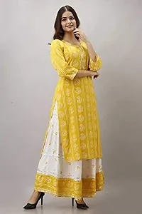 Women's Printed Rayon Skirt Kurta Set (Color_Yellow, Size_XXL)-thumb3