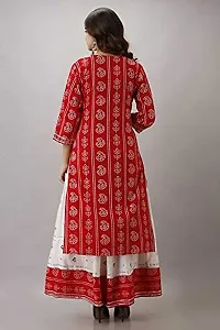 Women's Printed Rayon Skirt Kurta Set (Color_Red, Size_Medium)-thumb1