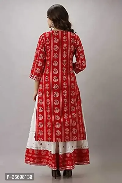 Women's Printed Rayon Skirt Kurta Set (Color_Red, Size_Medium)-thumb2