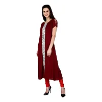 CityZen Women's Cotton Blend Printed Floral Print Half Sleeve A-Line Kurti (Maroon, XXL -44)-thumb2