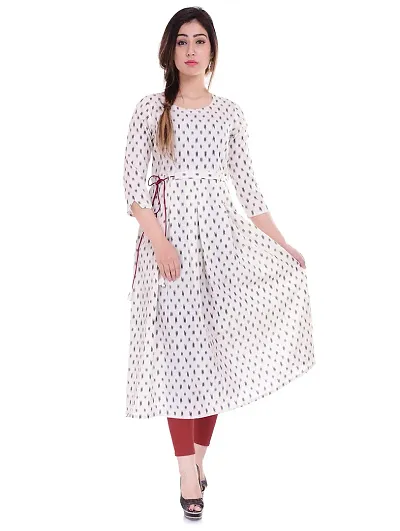 CityZen Women's Flared Anarkali Kurta (White)