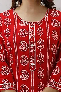 Women's Printed Rayon Skirt Kurta Set (Color_Red, Size_Large)-thumb4