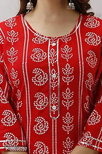 Women's Printed Rayon Skirt Kurta Set (Color_Red, Size_Large)-thumb5