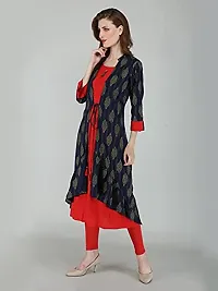 LIFE2DAY Women Printed Rayon Layered Kurta (Color_Blue, Size_Medium)-thumb2