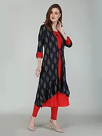 LIFE2DAY Women Printed Rayon Layered Kurta (Color_Blue, Size_Large)-thumb3