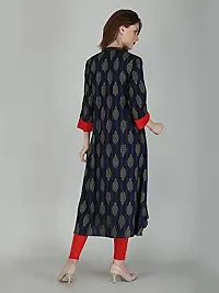 LIFE2DAY Women Printed Rayon Layered Kurta (Color_Blue, Size_Medium)-thumb1