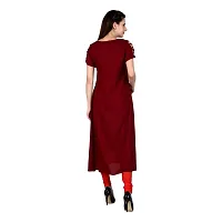 CityZen Women's Cotton Blend Printed Floral Print Half Sleeve A-Line Kurti (Maroon, XXL -44)-thumb1