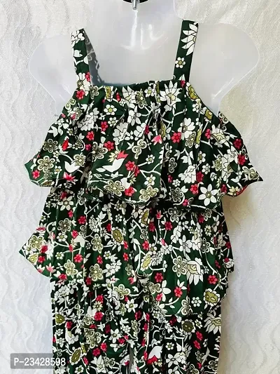 Agape Sales Girls Co-ord Set | Floral Print | Sleeveless | Synthetic Material Perfect for Outings, Festivals Dress for Baby Girls-thumb2