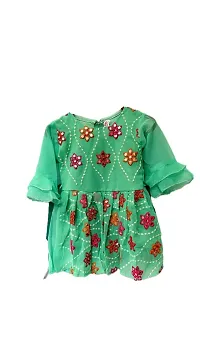 Agape Sales Girls Co-ord Set | Sharara Set | 3/4th Sleeves | Embroidery | Perfect for Festivals, Diwali Dress for 1-2 Year Baby Girls (Green)-thumb2