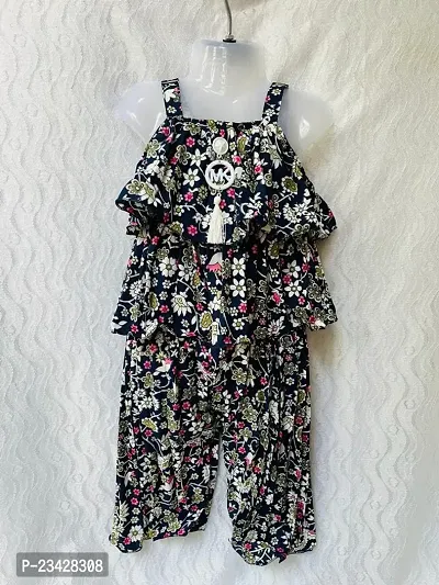 Agape Sales Girls Co-ord Set | Floral Print | Sleeveless | Synthetic Material Perfect for Outings, Festivals Dress for Baby Girls-thumb4