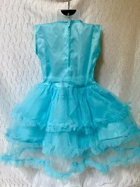 Agape Sales | Baby Girls Frock A-Line Frill Design Knee Length with Satin-Soft Net Sleeveless Flair Festive Birthday Collection-thumb3