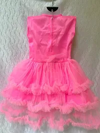 Agape Sales Baby Girls Frock A-Line Frill Design Knee Length with Satin-Soft Net Sleeveless Flair Festive Birthday Collection Pink-thumb2