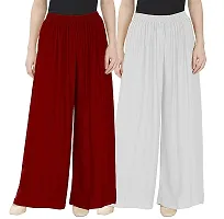 V T VINKAL Store Plain Palazzo Pants for Women/Girls Set of 2 Color Maroon and White-thumb1