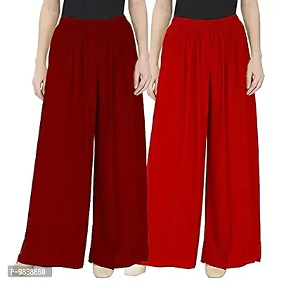 V T Women's Overall Fit Rayon Palazzo Pants (V T-364_Multicolor_L)-thumb0