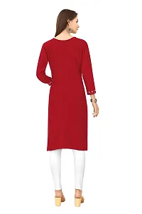 LADKU Womens Viscose Rayon Mirror Work Straight Casual Kurti, Kurti for Women, Mirror Work Kurti, Kurti Red-thumb1