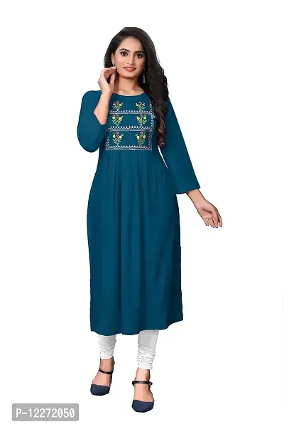 LADKU Women's Rayon Latest Anarkali Designed Kurti Comfy Wear for Function Kurti for Women, Anarkali Kurti for Womens