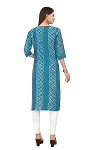 LADKU Fashion Women's Chanderi Batik Laheriya Print  Straight Stitched Kurti(Grey_Sequence)-thumb1