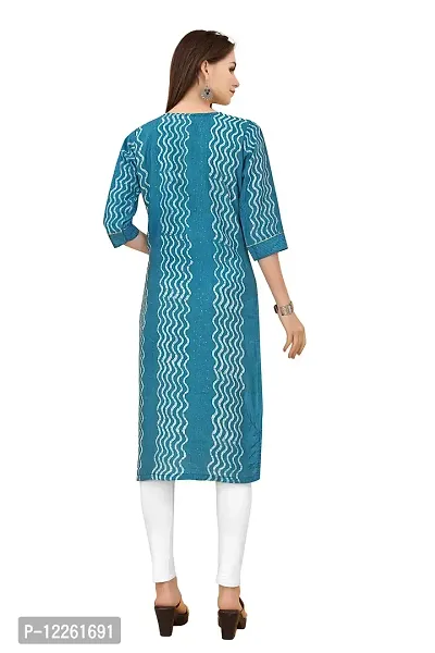 LADKU Fashion Women's Chanderi Batik Laheriya Print  Straight Stitched Kurti(Grey_Sequence)-thumb2