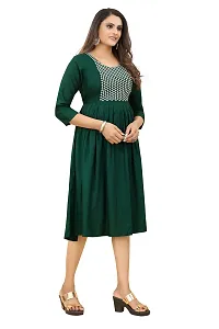 LADKU Women's Embroidered Rayon Anarkali Kurti for Women Gowns for Women Green-thumb2