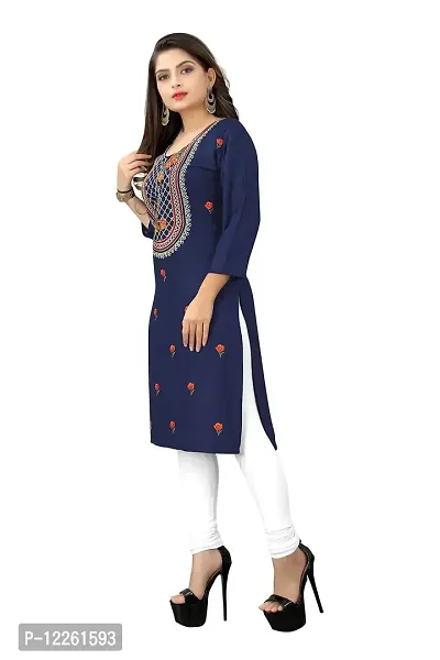 LADKU Women's Embroidered Rayon Straight Kurti for Women(Kero-S)-thumb3