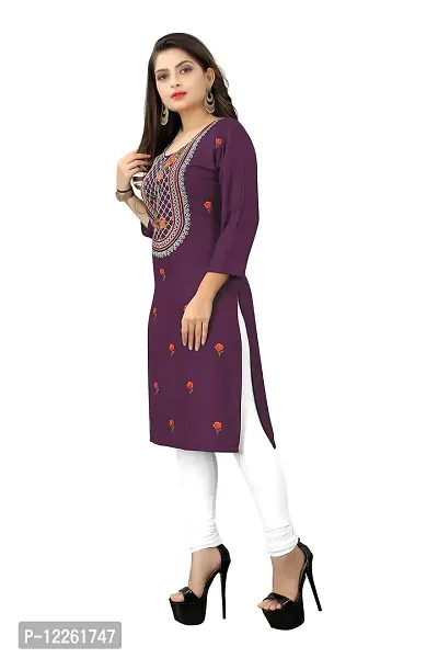 LADKU Women's Embroidered Rayon Straight Kurti for Women(Kero-S)-thumb3